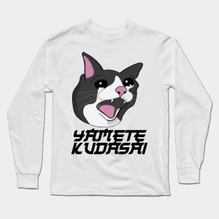 Yamete Kudasai Meme Crying Screaming Cat Yamero Japanese Long Sleeve T-Shirt